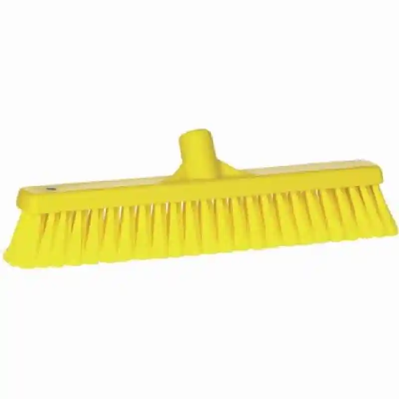 Broom, Push, Stiff Bristle / 16" / Yellow