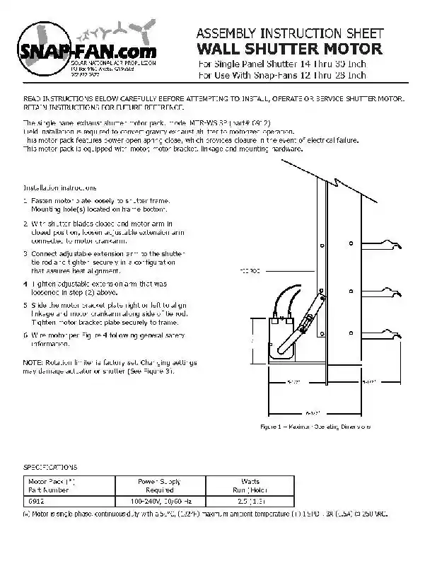 115-230Vac Motor kit (12"-28" Shutters)