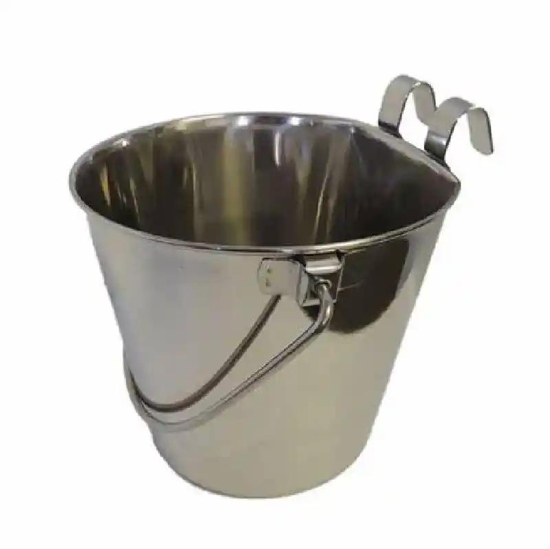 Stainless Steel Flat Sided Bucket w/ Hooks 2 Quart