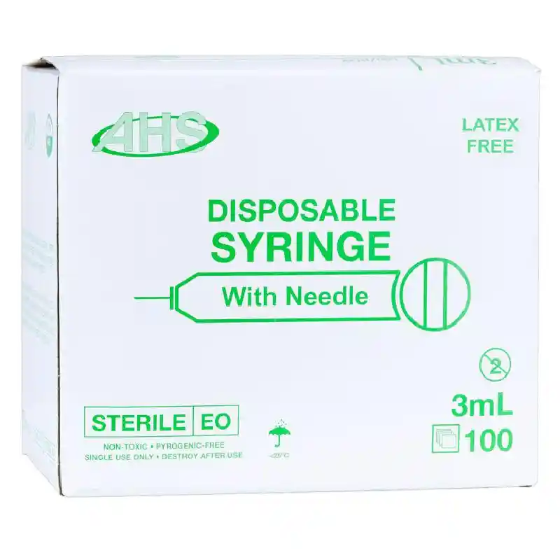 AHS Luer Slip Syringe w/ needle, 3ml