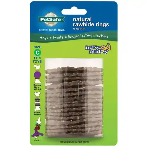 Busy Buddy Rawhide Treat Ring Refills, Original Rawhide, Large