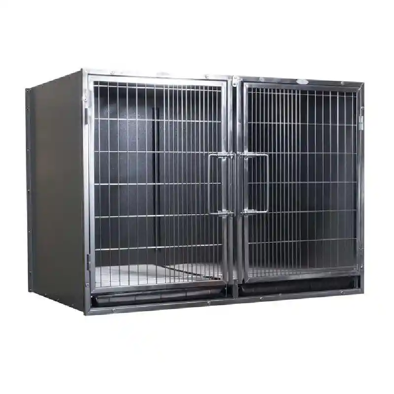 Cage Bank-Stainless Steel 2-Pen 43.5x31.5x26