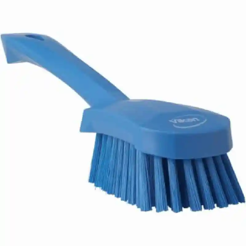 Brush, Short Handle, Stiff Bristle / Blue