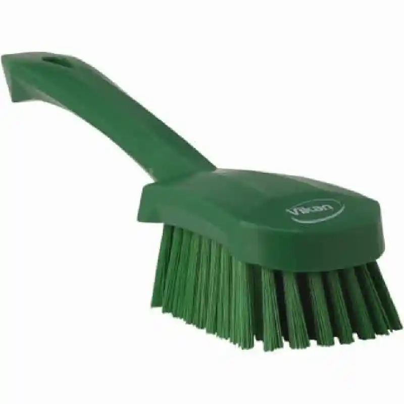 Brush, Short Handle, Stiff Bristle / Green