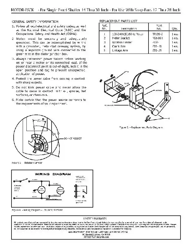 115-230Vac Motor kit (12"-28" Shutters)