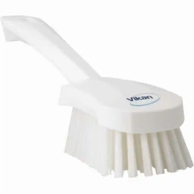 Brush, Short Handle, Stiff Bristle / White