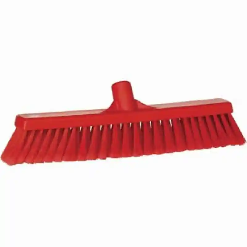 Broom, Push, Stiff Bristle / 16" / Red