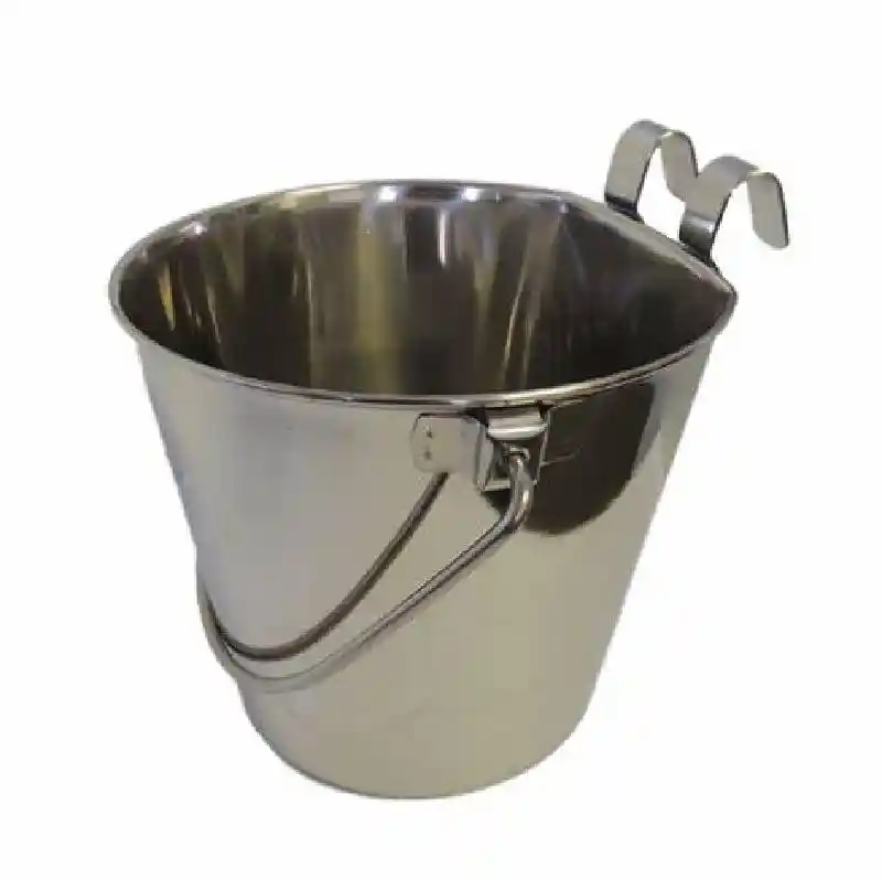 Stainless Steel Flat Sided Bucket w/ Hooks 6 Quart
