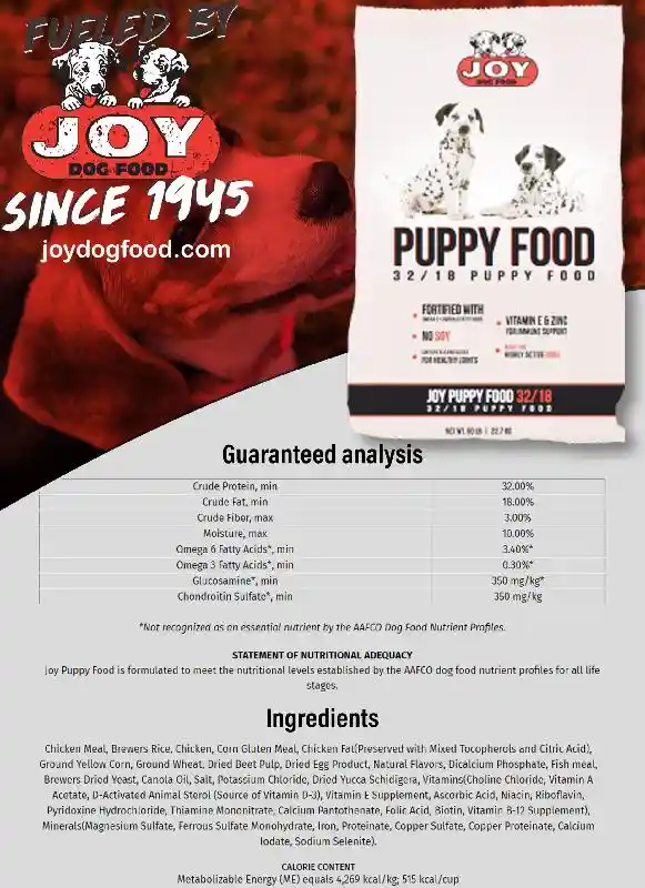 Joy Puppy Food 32/18-Pink 35#
