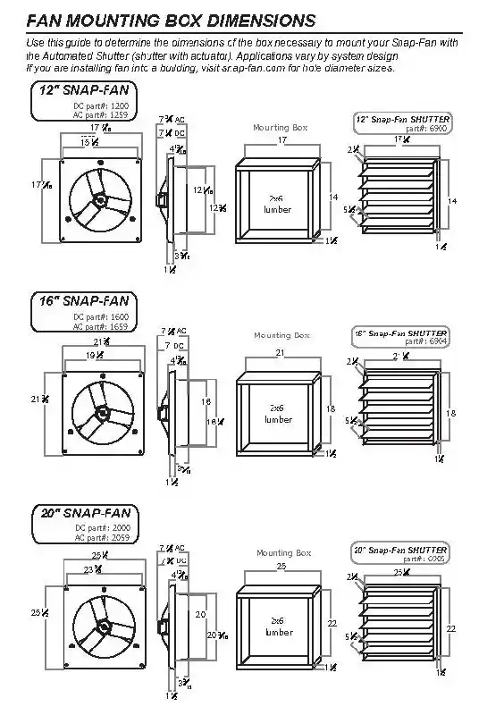 Snap Exhaust Fan DC-12 volt 24"
