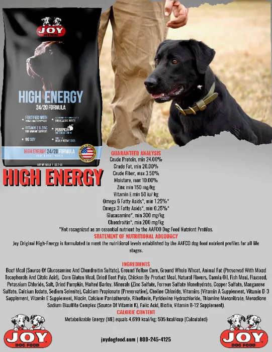 Joy Dog Food | High Energy Adult | 5 lbs